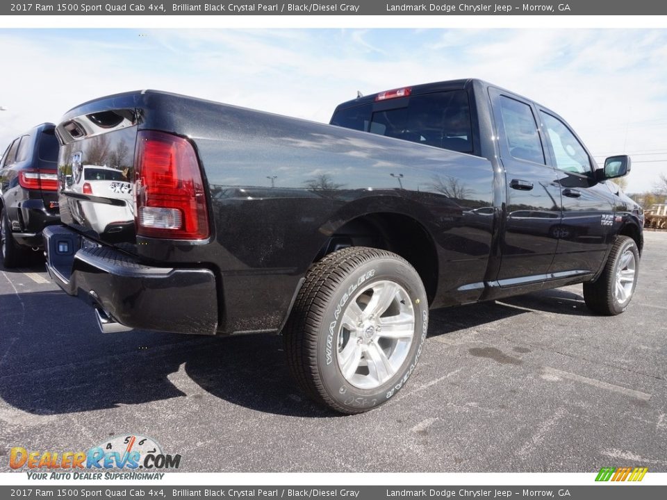 2017 Ram 1500 Sport Quad Cab 4x4 Brilliant Black Crystal Pearl / Black/Diesel Gray Photo #3