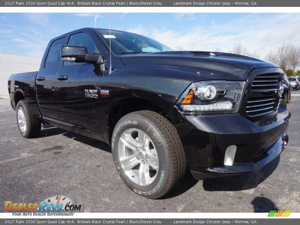 2017 Ram 1500 Sport Quad Cab 4x4 Brilliant Black Crystal Pearl / Black/Diesel Gray Photo #4