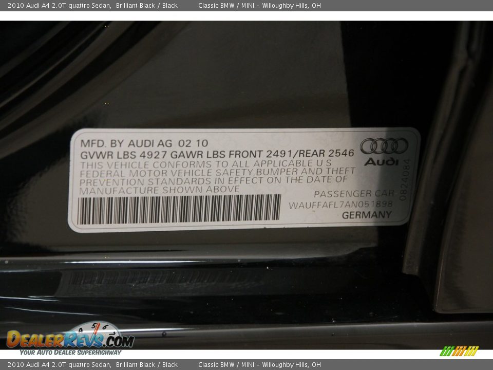 2010 Audi A4 2.0T quattro Sedan Brilliant Black / Black Photo #22