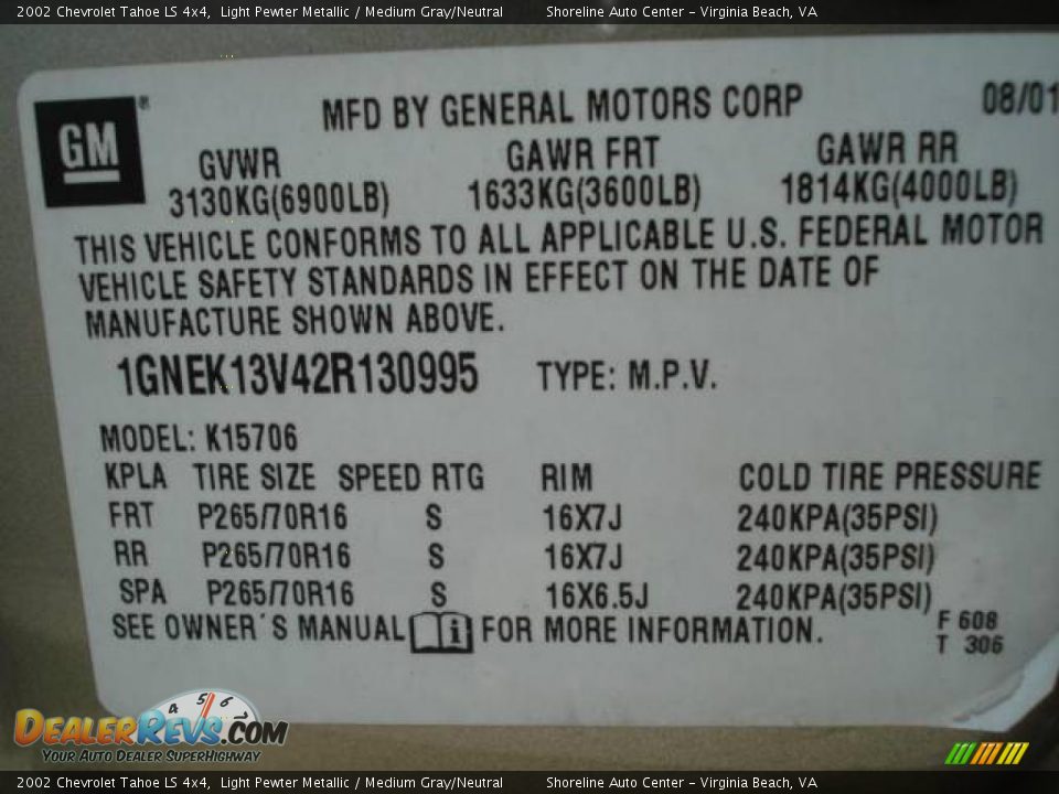 2002 Chevrolet Tahoe LS 4x4 Light Pewter Metallic / Medium Gray/Neutral Photo #26