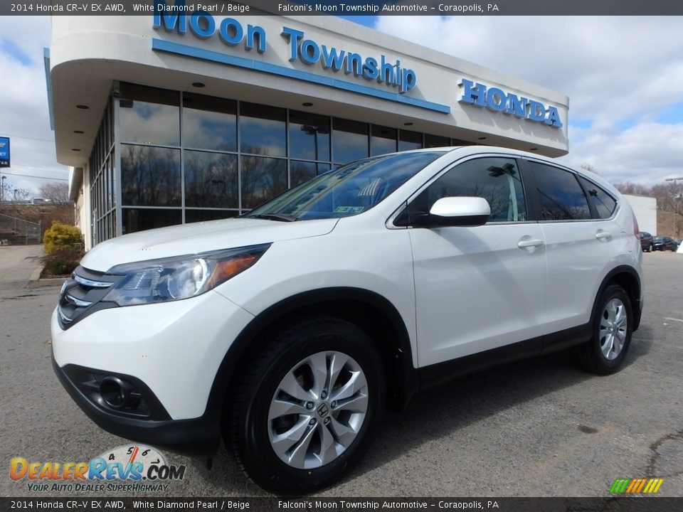 2014 Honda CR-V EX AWD White Diamond Pearl / Beige Photo #1