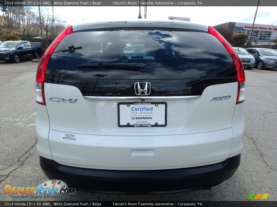 2014 Honda CR-V EX AWD White Diamond Pearl / Beige Photo #4