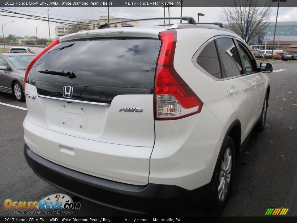 2013 Honda CR-V EX-L AWD White Diamond Pearl / Beige Photo #6