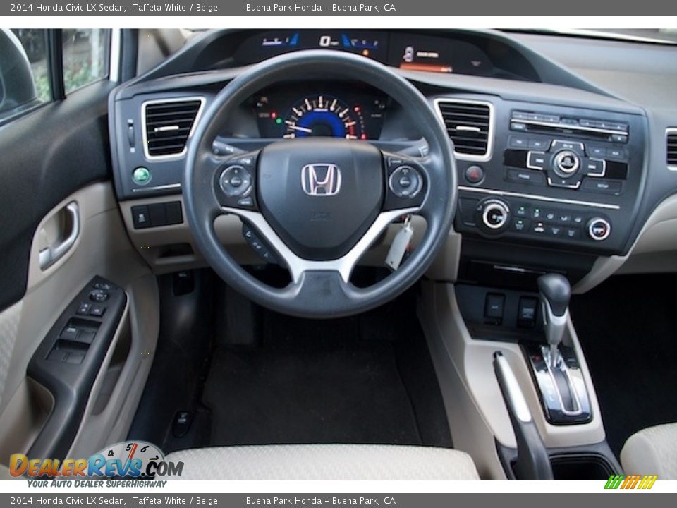 2014 Honda Civic LX Sedan Taffeta White / Beige Photo #5