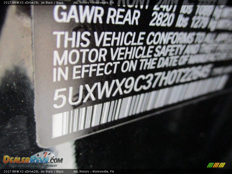 2017 BMW X3 xDrive28i Jet Black / Black Photo #19