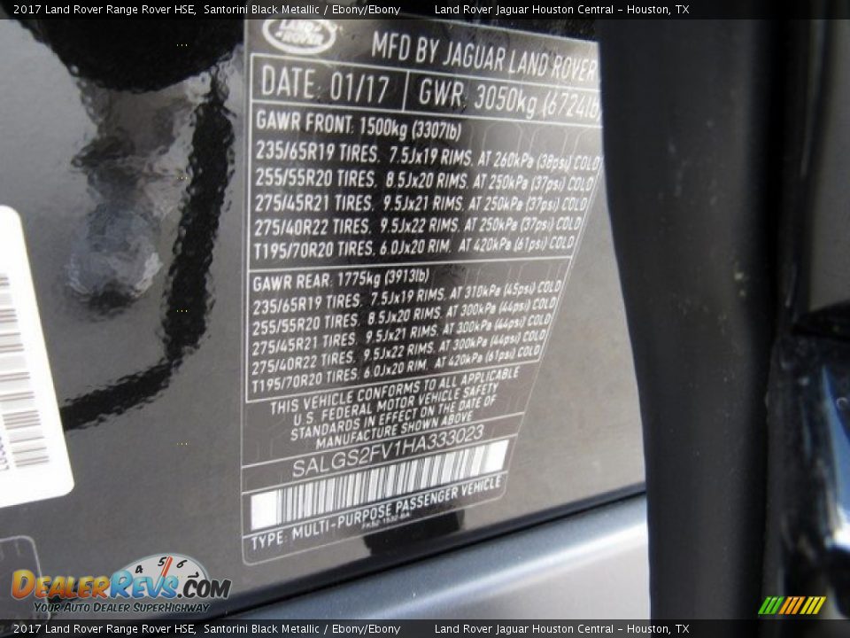 2017 Land Rover Range Rover HSE Santorini Black Metallic / Ebony/Ebony Photo #22