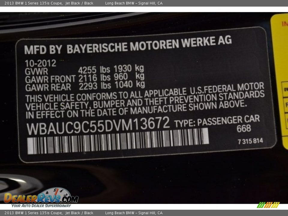 2013 BMW 1 Series 135is Coupe Jet Black / Black Photo #30