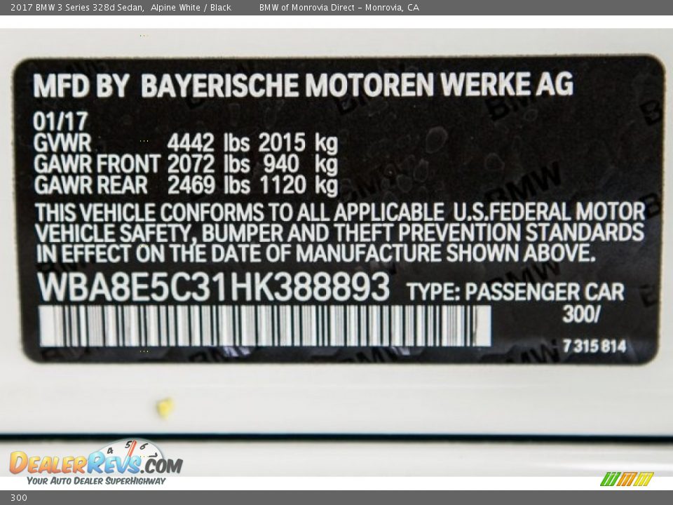 BMW Color Code 300 Alpine White