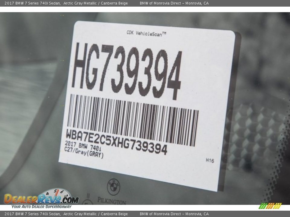 2017 BMW 7 Series 740i Sedan Arctic Gray Metallic / Canberra Beige Photo #10