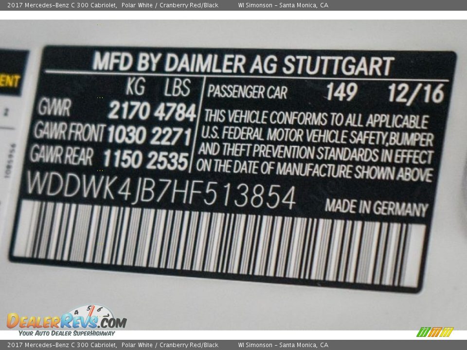 2017 Mercedes-Benz C 300 Cabriolet Polar White / Cranberry Red/Black Photo #6
