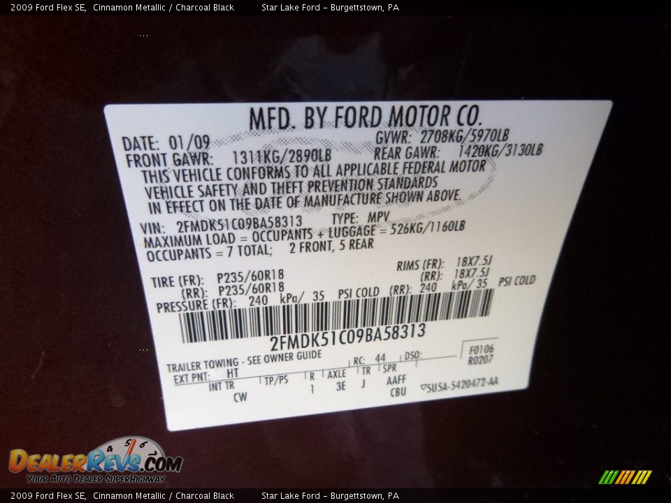 2009 Ford Flex SE Cinnamon Metallic / Charcoal Black Photo #16