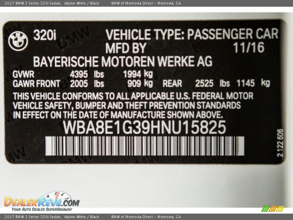 2017 BMW 3 Series 320i Sedan Alpine White / Black Photo #11