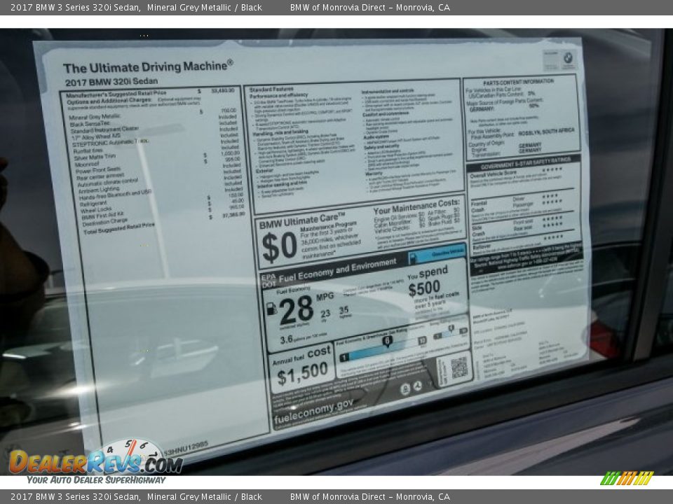 2017 BMW 3 Series 320i Sedan Mineral Grey Metallic / Black Photo #11