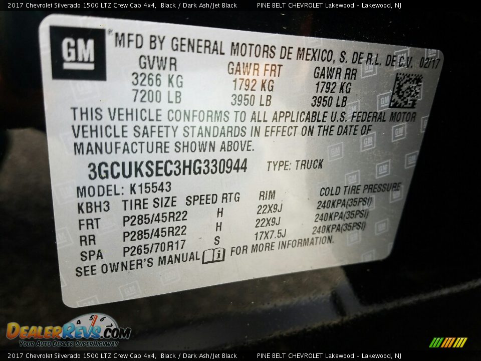 2017 Chevrolet Silverado 1500 LTZ Crew Cab 4x4 Black / Dark Ash/Jet Black Photo #7