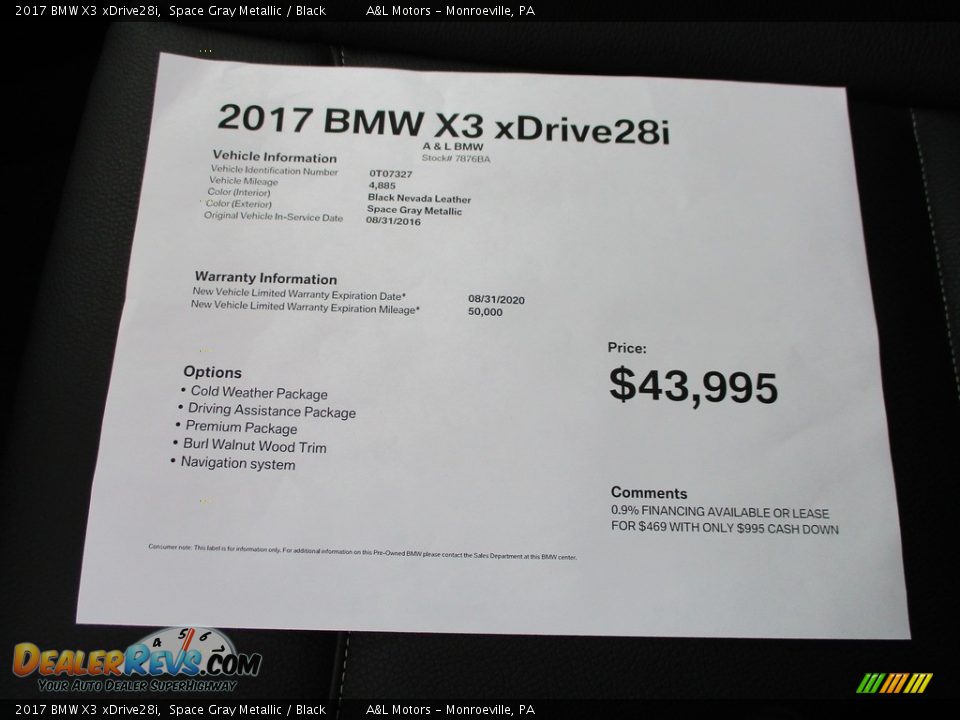 2017 BMW X3 xDrive28i Space Gray Metallic / Black Photo #12