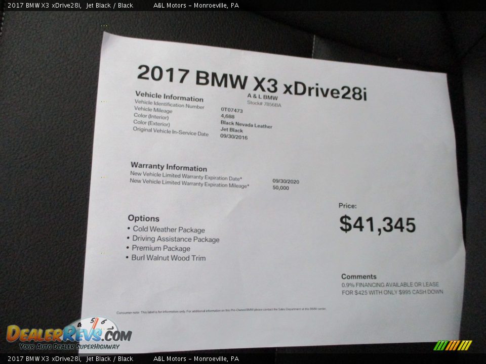 2017 BMW X3 xDrive28i Jet Black / Black Photo #12