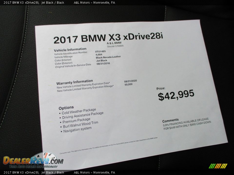2017 BMW X3 xDrive28i Jet Black / Black Photo #12