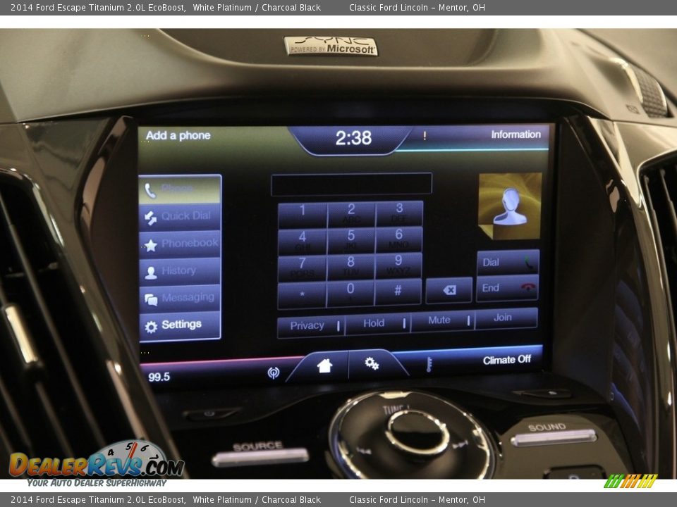 2014 Ford Escape Titanium 2.0L EcoBoost White Platinum / Charcoal Black Photo #10