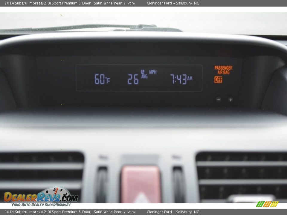 2014 Subaru Impreza 2.0i Sport Premium 5 Door Satin White Pearl / Ivory Photo #16