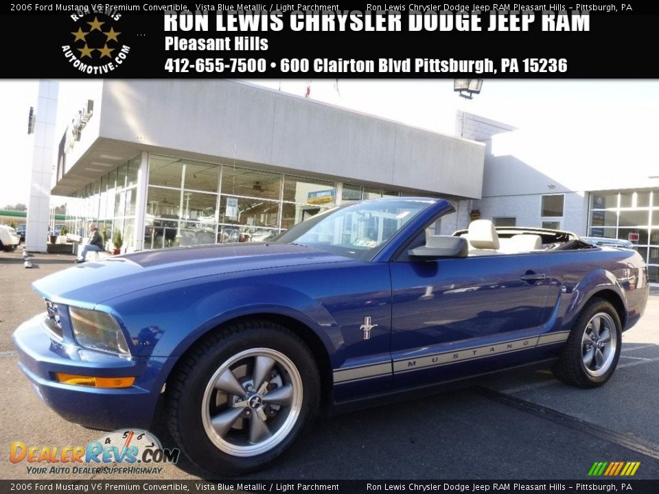 2006 Ford Mustang V6 Premium Convertible Vista Blue Metallic / Light Parchment Photo #1