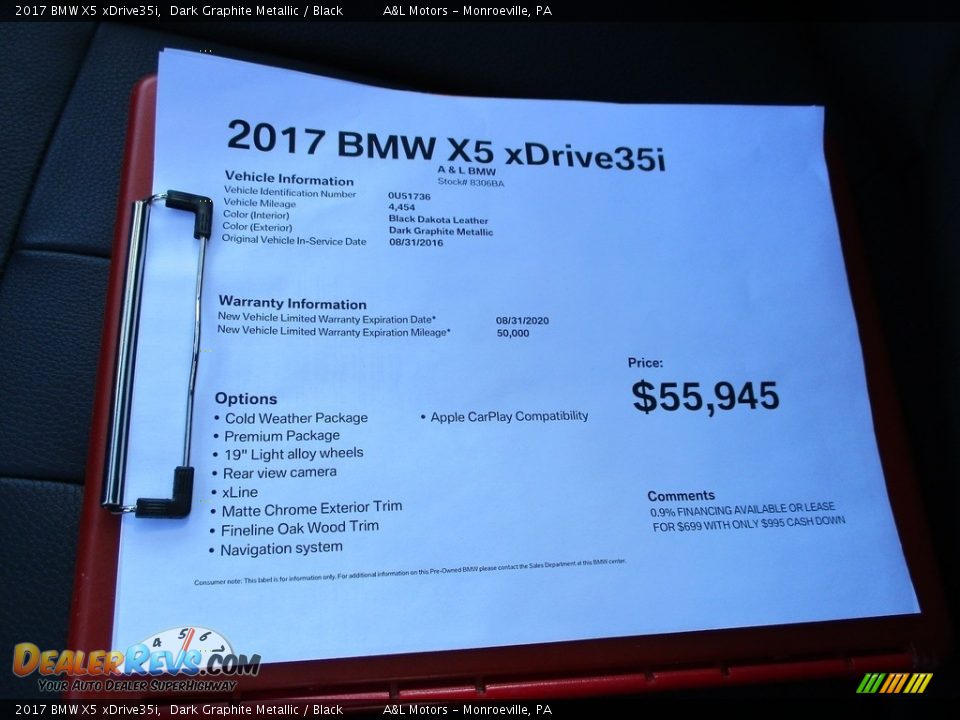 2017 BMW X5 xDrive35i Dark Graphite Metallic / Black Photo #11