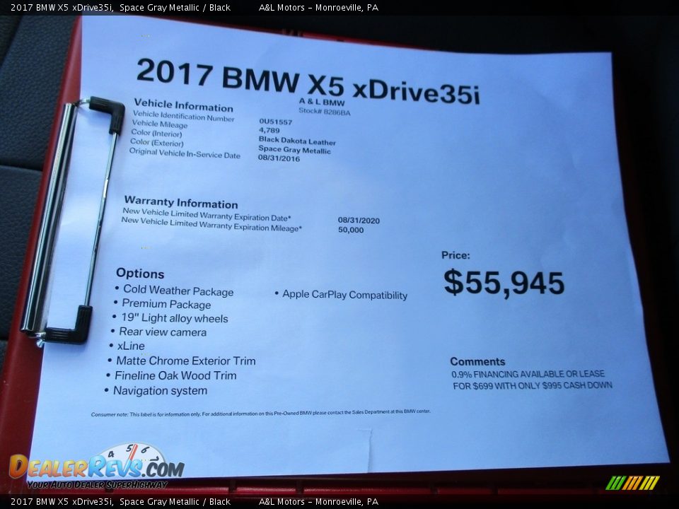 2017 BMW X5 xDrive35i Space Gray Metallic / Black Photo #12
