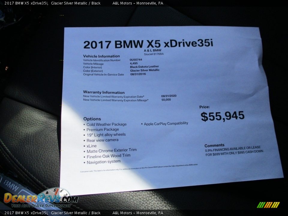 2017 BMW X5 xDrive35i Glacier Silver Metallic / Black Photo #12