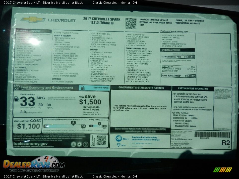 2017 Chevrolet Spark LT Silver Ice Metallic / Jet Black Photo #6