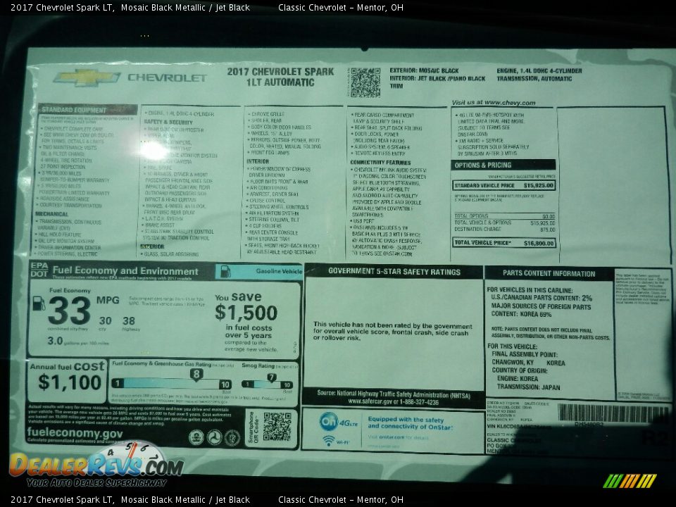 2017 Chevrolet Spark LT Mosaic Black Metallic / Jet Black Photo #6