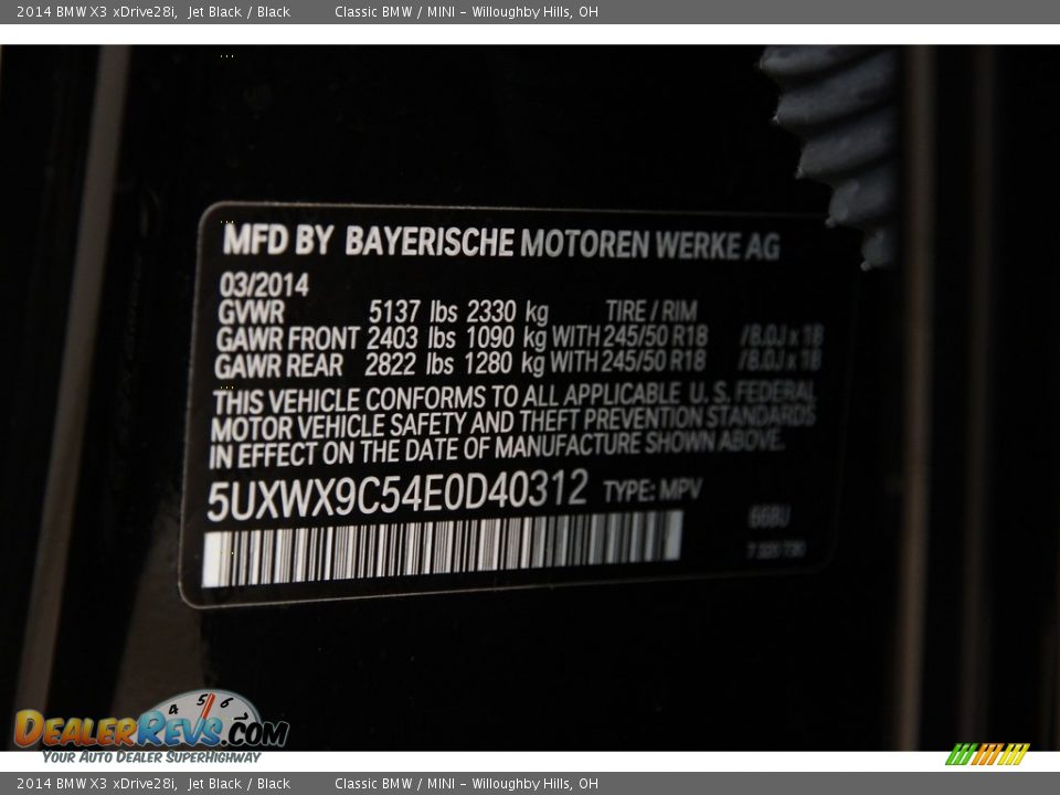 2014 BMW X3 xDrive28i Jet Black / Black Photo #21