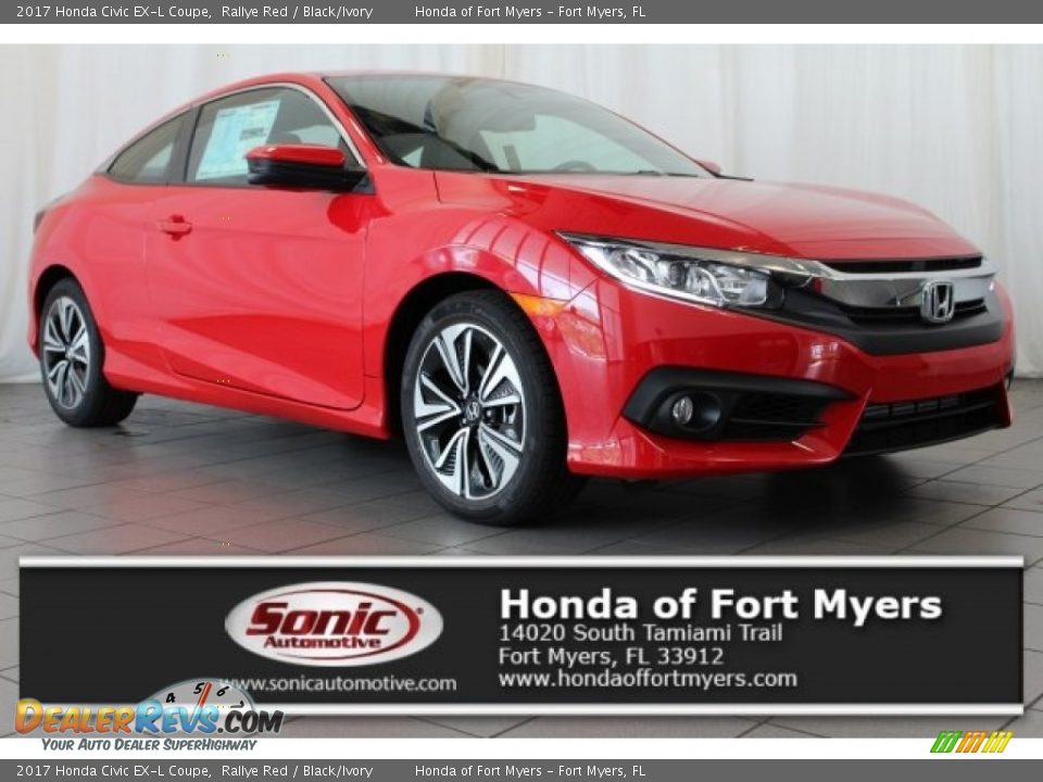 2017 Honda Civic EX-L Coupe Rallye Red / Black/Ivory Photo #1