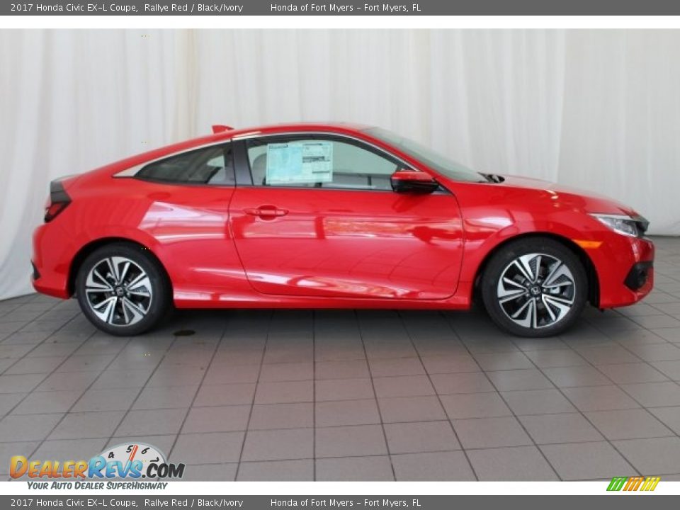 2017 Honda Civic EX-L Coupe Rallye Red / Black/Ivory Photo #3