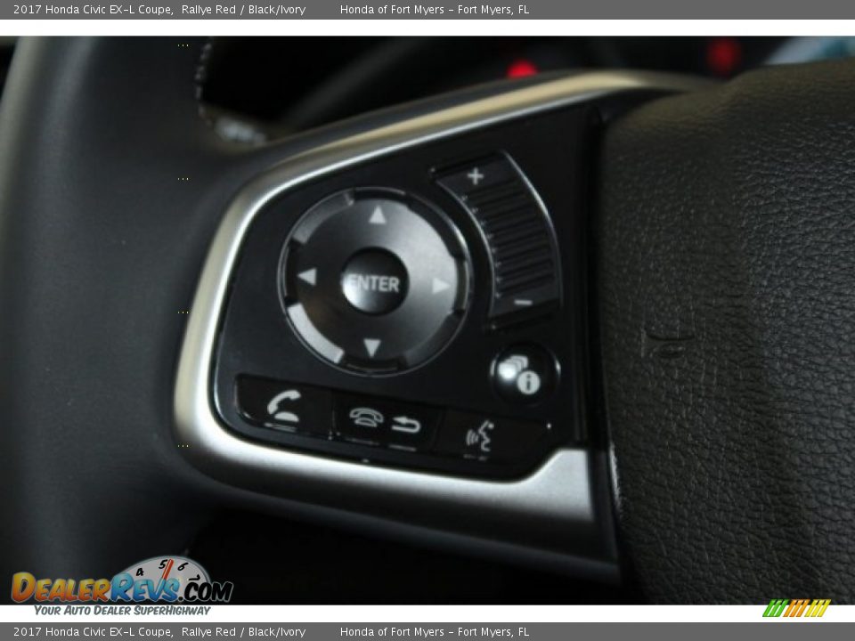 2017 Honda Civic EX-L Coupe Rallye Red / Black/Ivory Photo #12