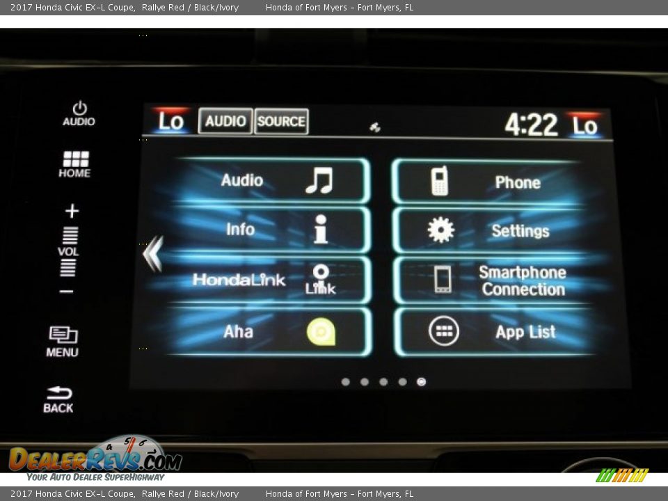 2017 Honda Civic EX-L Coupe Rallye Red / Black/Ivory Photo #15
