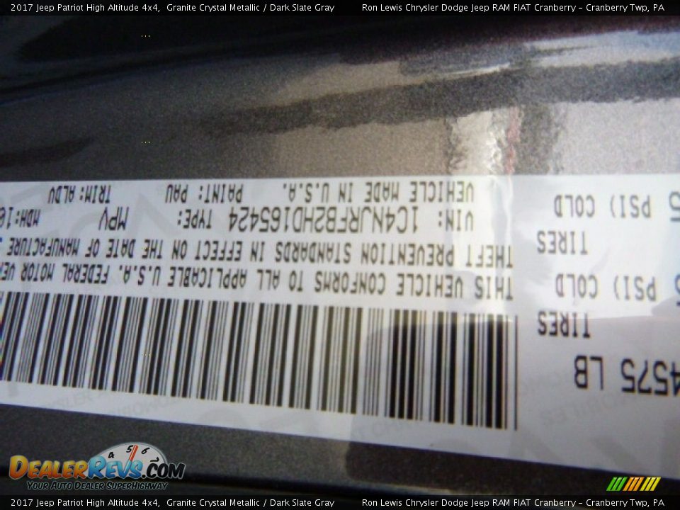 2017 Jeep Patriot High Altitude 4x4 Granite Crystal Metallic / Dark Slate Gray Photo #17