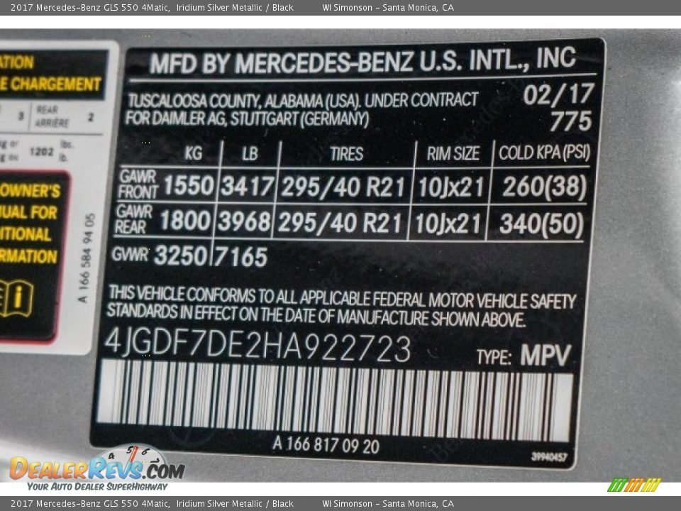 2017 Mercedes-Benz GLS 550 4Matic Iridium Silver Metallic / Black Photo #6