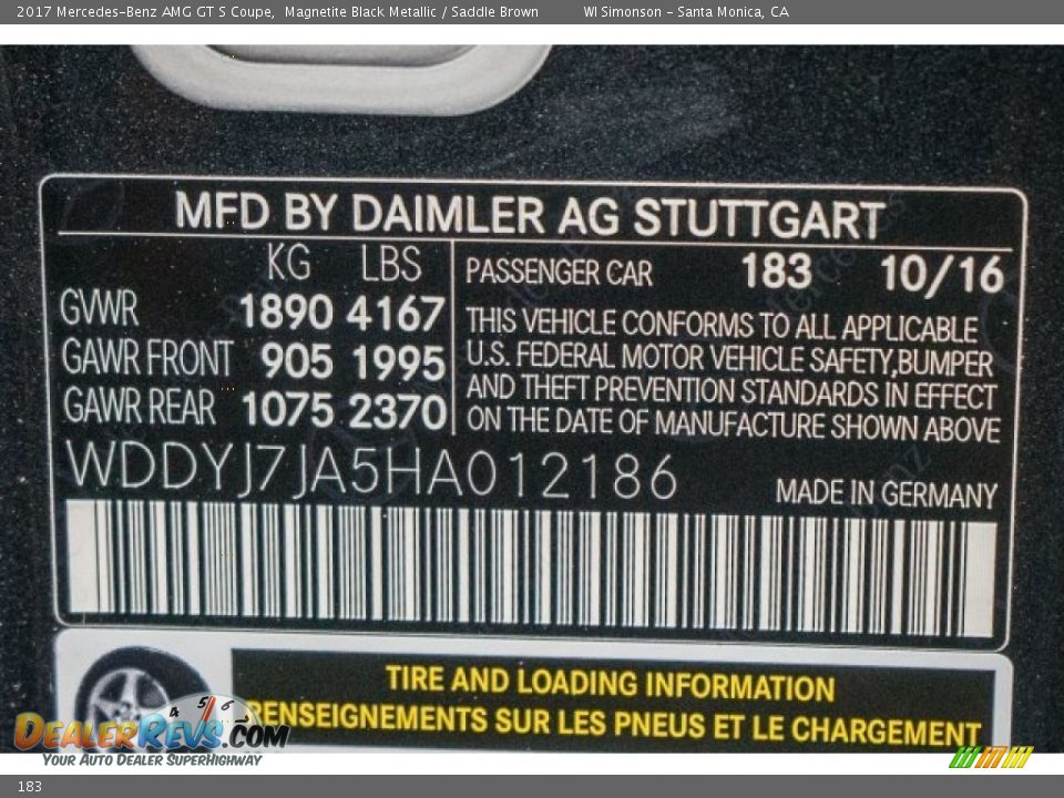 Mercedes-Benz Color Code 183 Magnetite Black Metallic