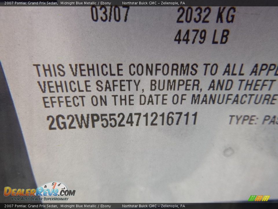 2007 Pontiac Grand Prix Sedan Midnight Blue Metallic / Ebony Photo #22