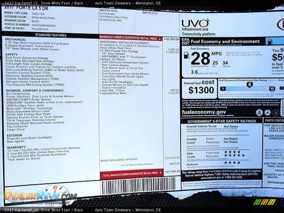 2017 Kia Forte5 LX Snow White Pearl / Black Photo #25