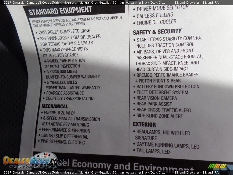 2017 Chevrolet Camaro SS Coupe 50th Anniversary Nightfall Gray Metallic / 50th Anniversary Jet Black/Dark Gray Photo #11