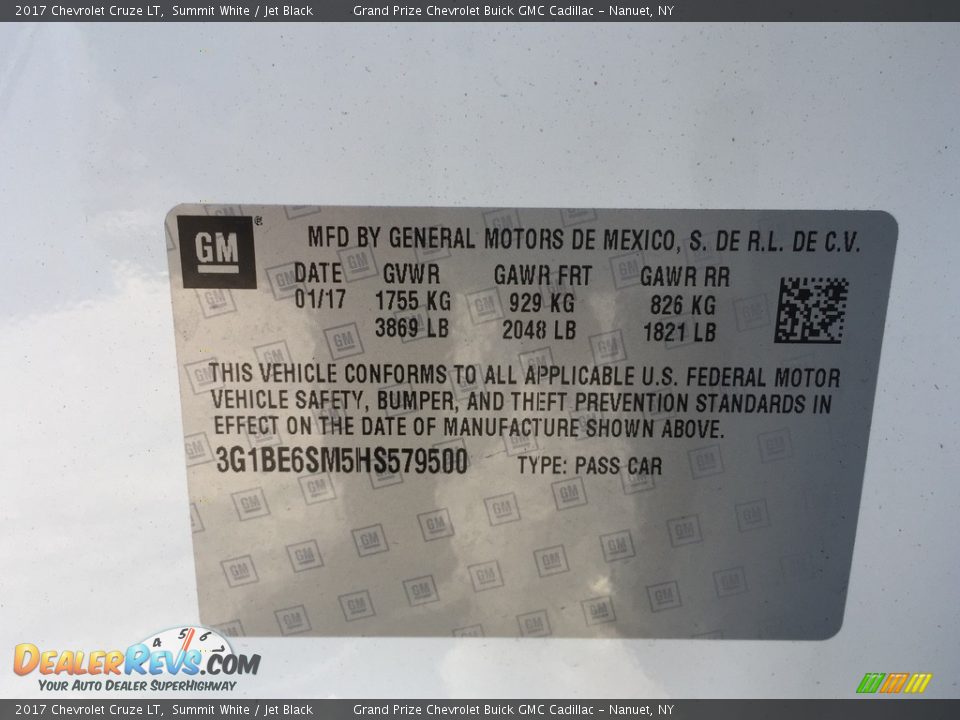 2017 Chevrolet Cruze LT Summit White / Jet Black Photo #11