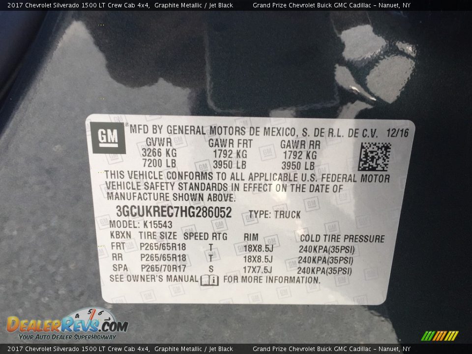 2017 Chevrolet Silverado 1500 LT Crew Cab 4x4 Graphite Metallic / Jet Black Photo #11