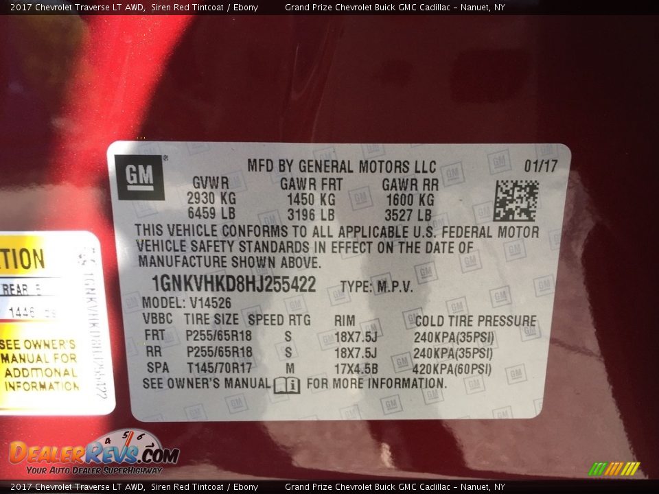 2017 Chevrolet Traverse LT AWD Siren Red Tintcoat / Ebony Photo #11