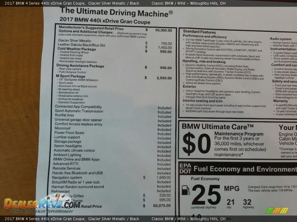 2017 BMW 4 Series 440i xDrive Gran Coupe Window Sticker Photo #6