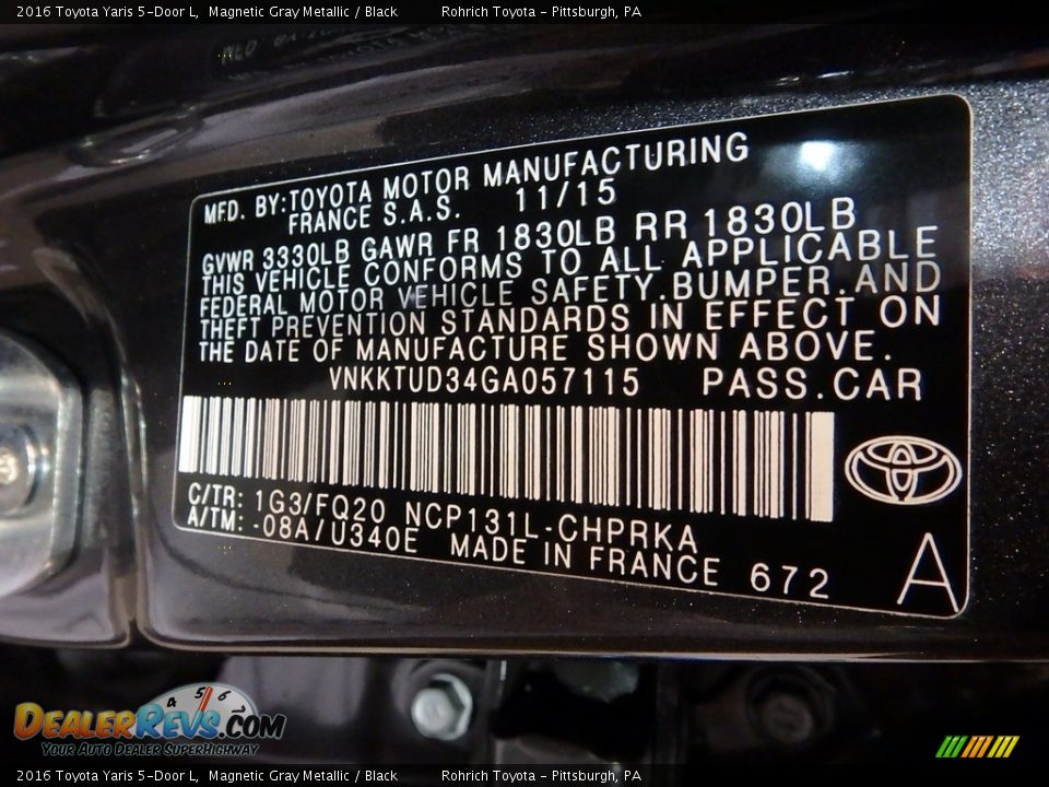 2016 Toyota Yaris 5-Door L Magnetic Gray Metallic / Black Photo #14