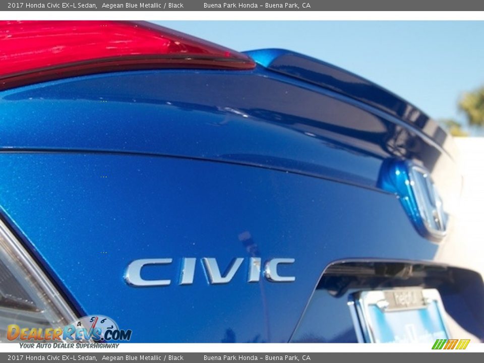 2017 Honda Civic EX-L Sedan Aegean Blue Metallic / Black Photo #3