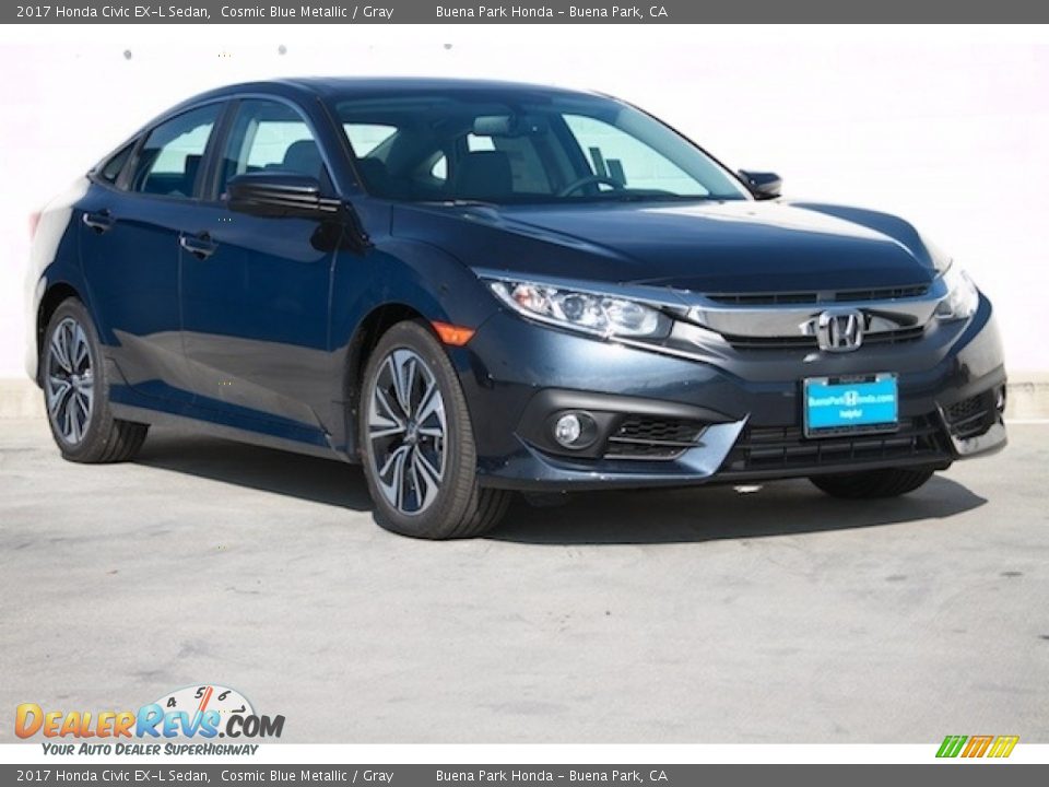 2017 Honda Civic EX-L Sedan Cosmic Blue Metallic / Gray Photo #1