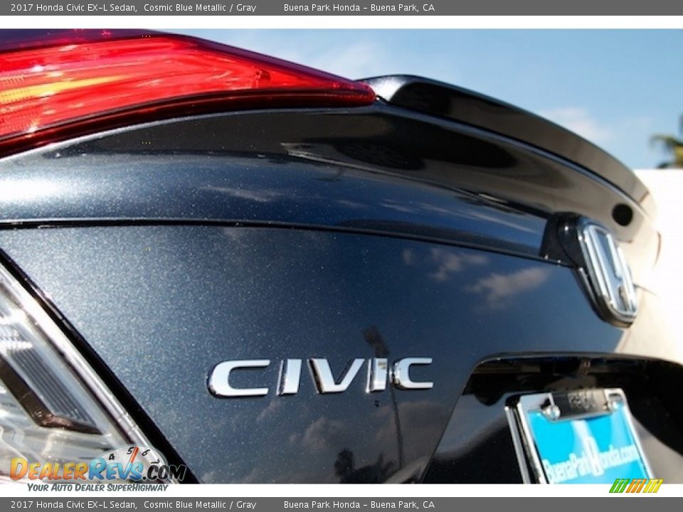 2017 Honda Civic EX-L Sedan Cosmic Blue Metallic / Gray Photo #3
