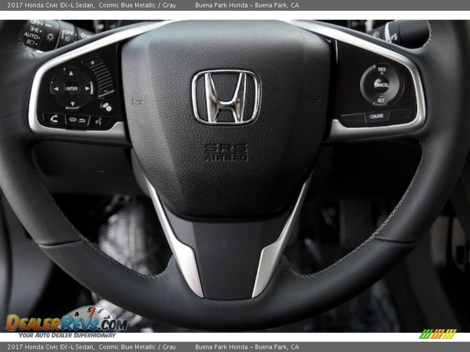 2017 Honda Civic EX-L Sedan Cosmic Blue Metallic / Gray Photo #10