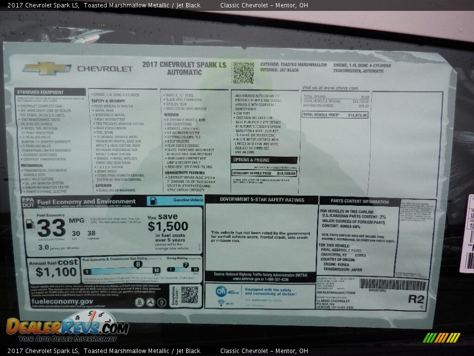 2017 Chevrolet Spark LS Toasted Marshmallow Metallic / Jet Black Photo #6